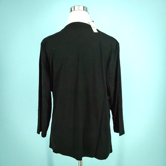 Talbots Plus Size 2X Black V Neck 3/4 Sleeve Rayon Blend Knit Top Shirt NEW - Picture 3 of 6